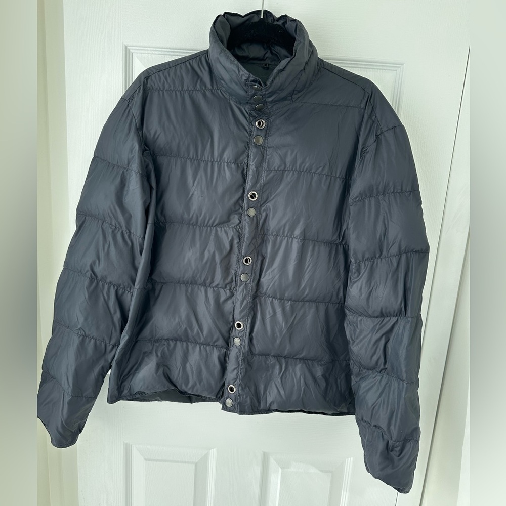 French Connection Mens Black Button Jacket Insert Outerwear Fall Spring Large